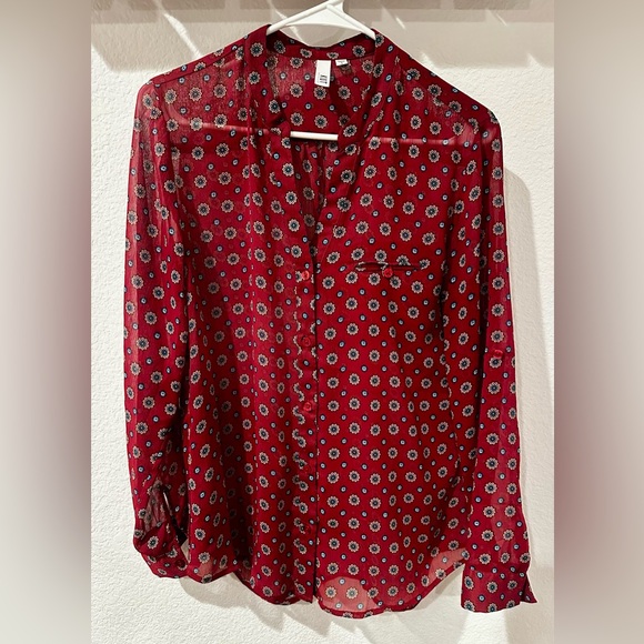 Kut from the Kloth Tops - Women's Red Floral Button-Up Blouse